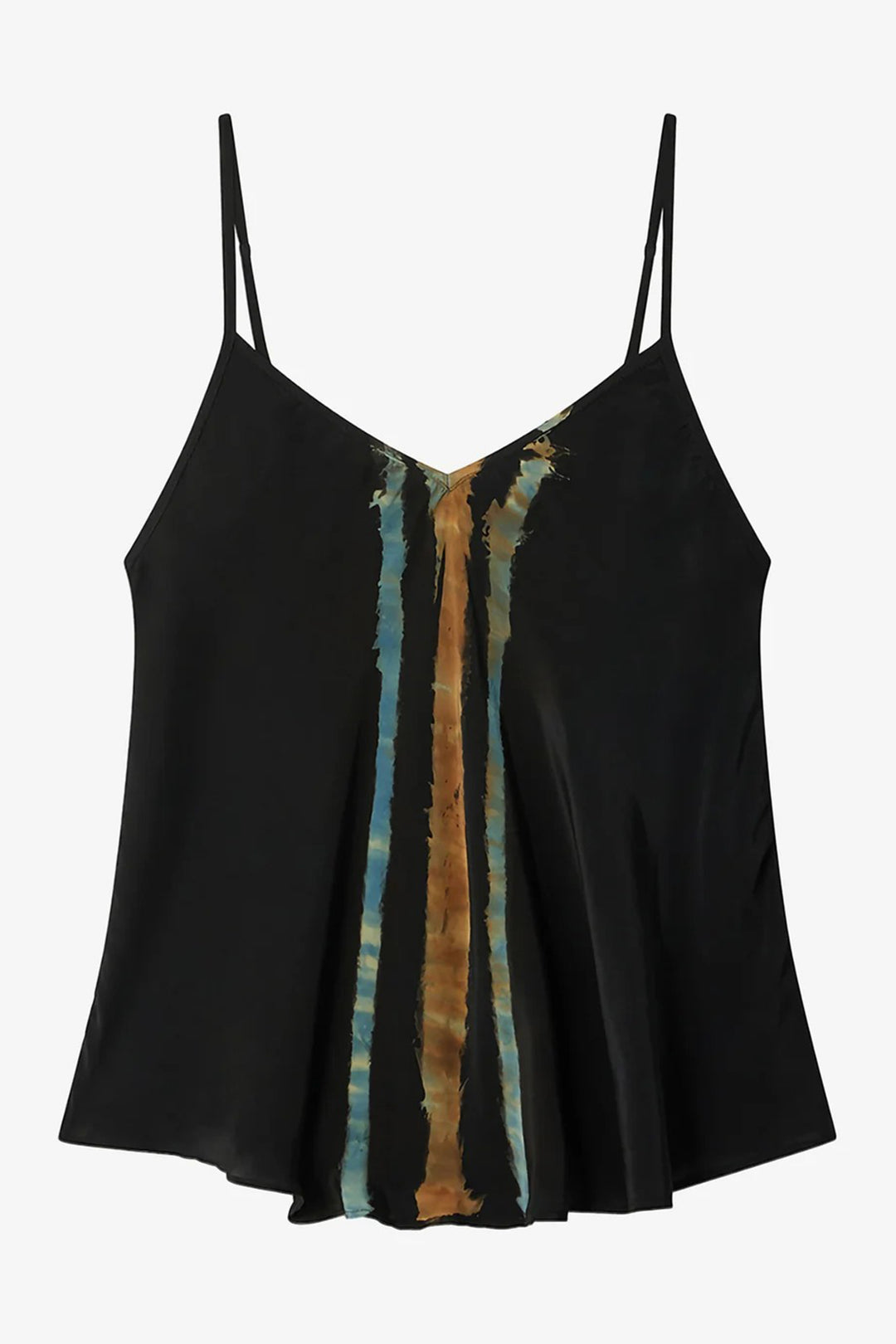 Mes Demoiselles Luron Ocre Tie-Dye Black Satin Camisole Top