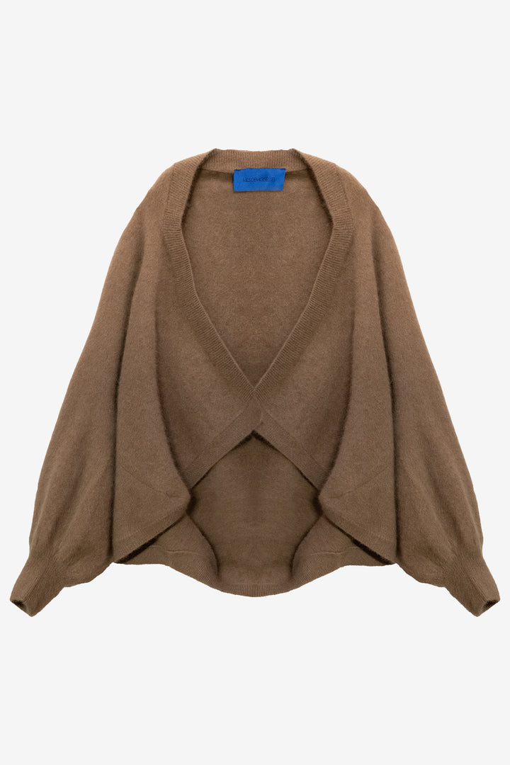 Mes Demoiselles Smart Taupe Cashmere Blend Shawl Cardigan