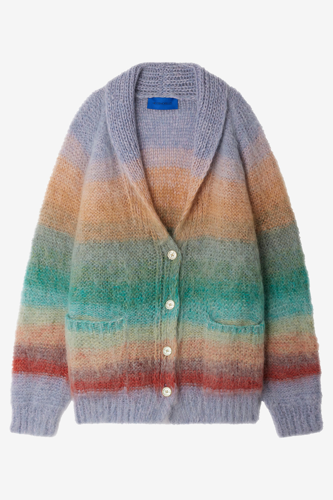 Mes Demoiselles Stone Multicolour Stripe Brushed Mohair Cardigan