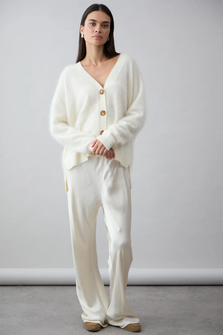 Mia Fratino 24024 Mae Polar Cream Relaxed Fit Cashmere Cardigan