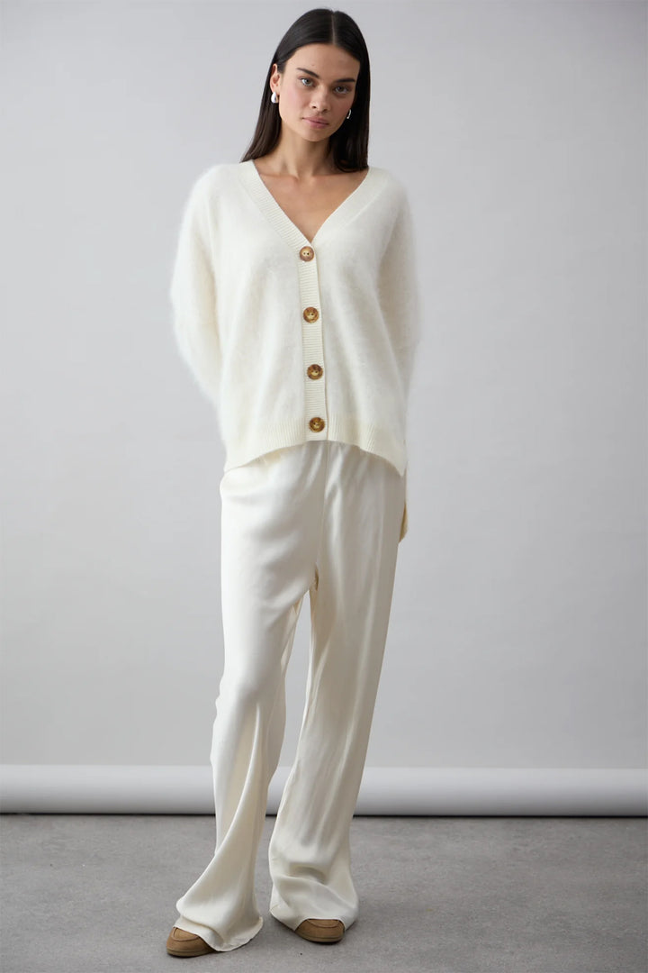 Mia Fratino 24024 Mae Polar Cream Relaxed Fit Cashmere Cardigan