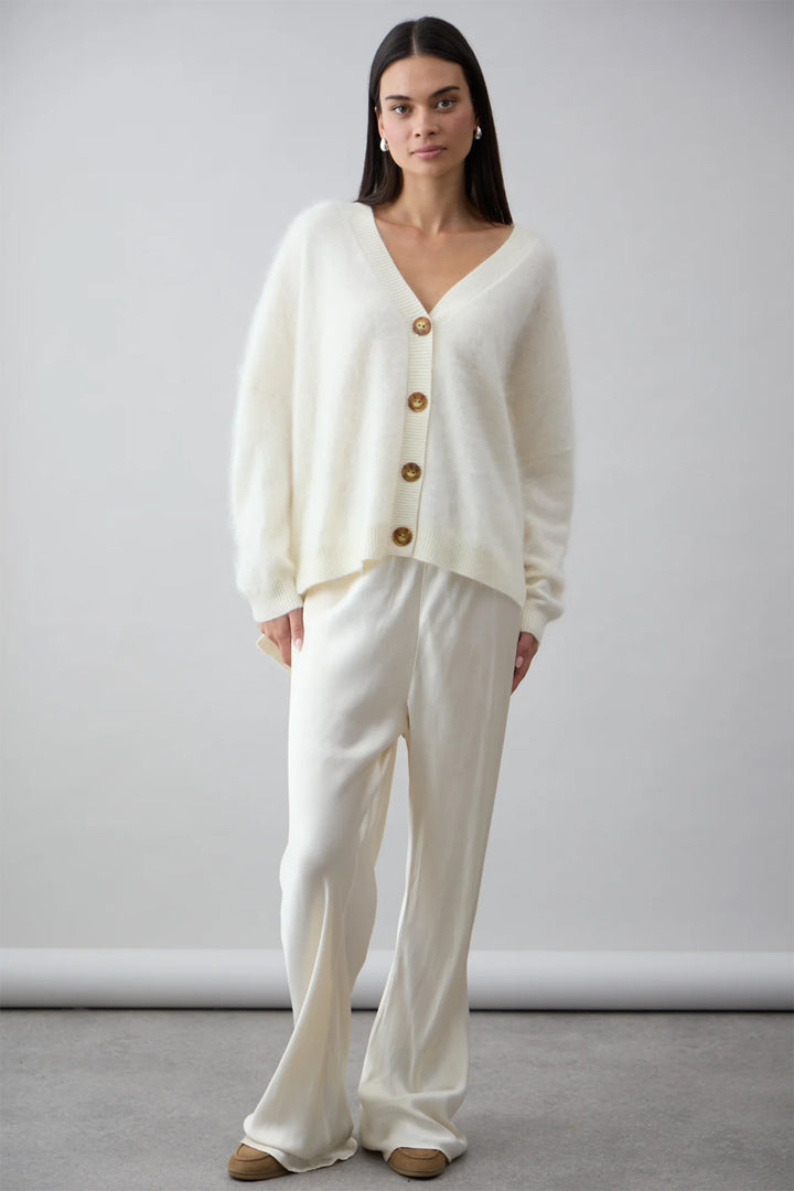 Mia Fratino 24024 Mae Polar Cream Relaxed Fit Cashmere Cardigan