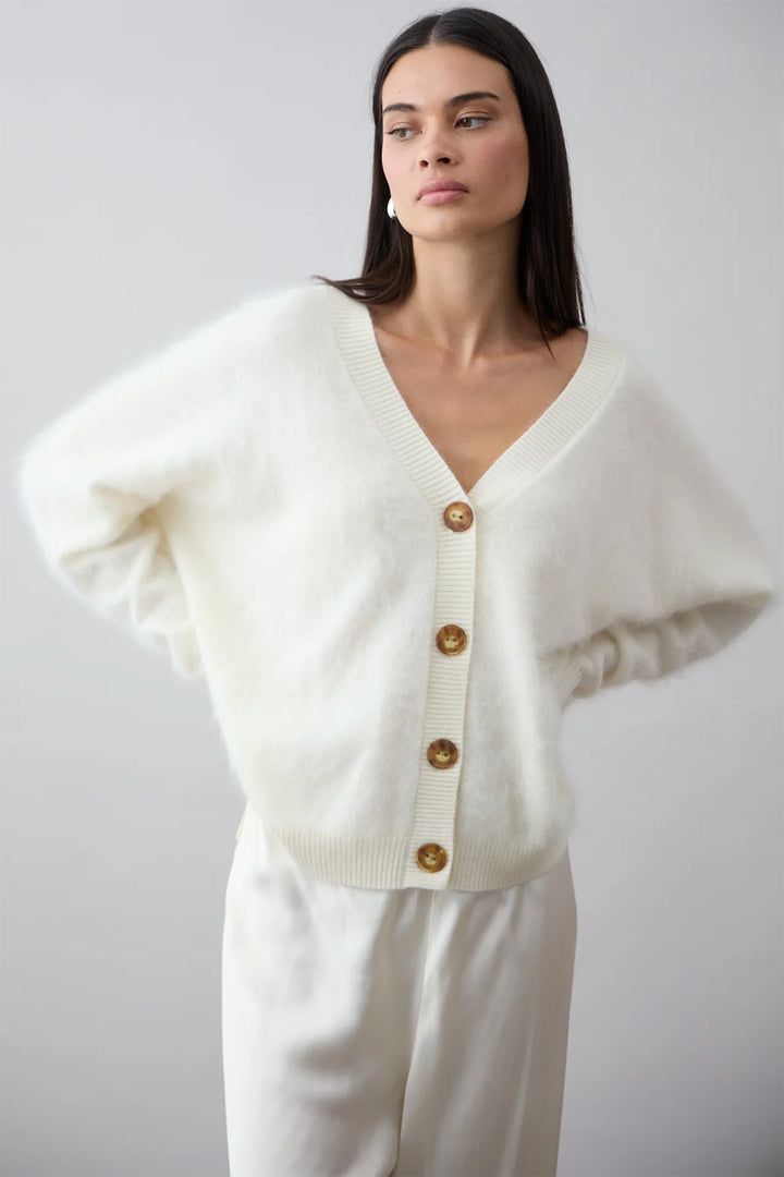 Mia Fratino 24024 Mae Polar Cream Relaxed Fit Cashmere Cardigan