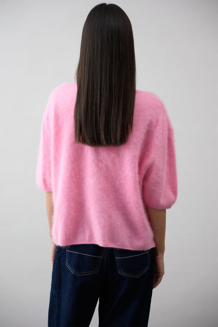 Mia Fratino Erika Tee Cashmere Jumper Strawberry Ice 24021 - Lonah Boutique Westbourne