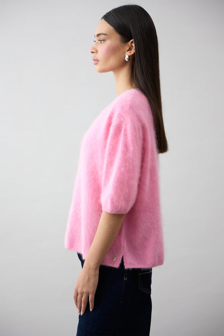 Mia Fratino Erika Tee Cashmere Jumper Strawberry Ice 24021 - Lonah Boutique Westbourne