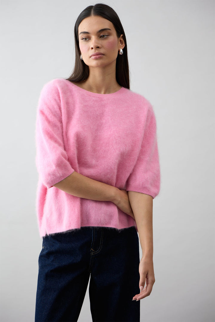 Mia Fratino Erika Tee Cashmere Jumper Strawberry Ice 24021 - Lonah Boutique Westbourne