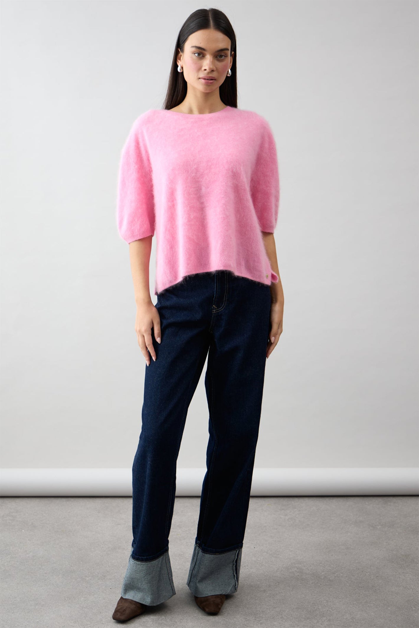 Mia Fratino Erika Tee Cashmere Jumper Strawberry Ice 24021 - Lonah Boutique Westbourne