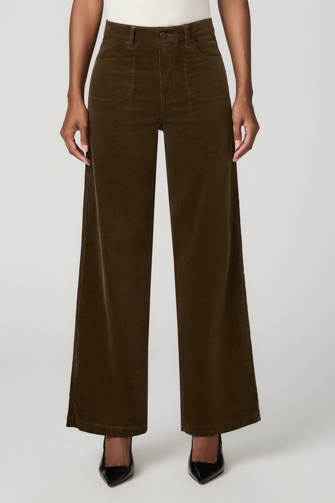 Paige 1J99H84-1956 Anessa Fern Green Wide Leg Jeans, front view