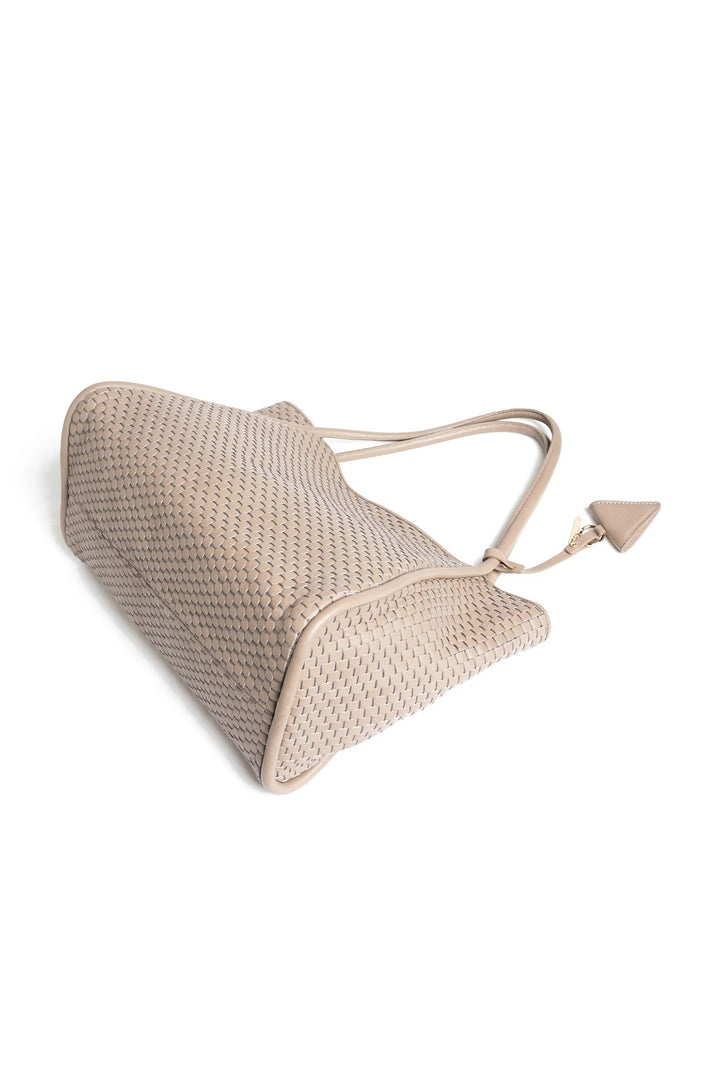 Parise 09 Tubolar Acacia Beige Woven Leather Bag Medium