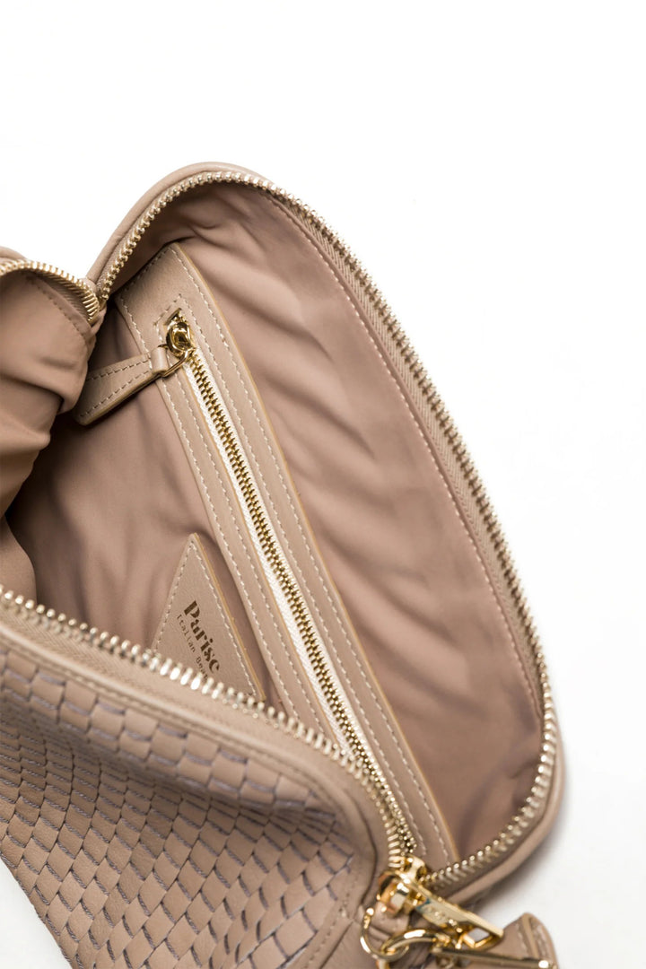 Parise 1789 Acacia Beige Woven Leather Regular Crossbody Bag