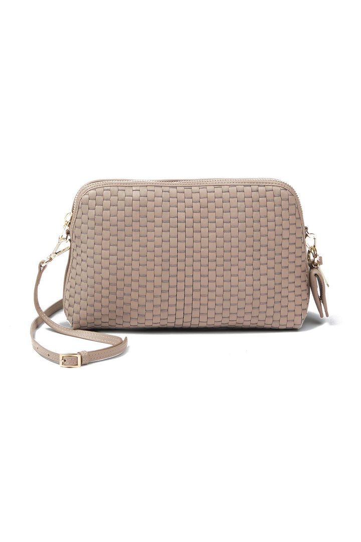 Parise 1789 Acacia Beige Woven Leather Regular Crossbody Bag