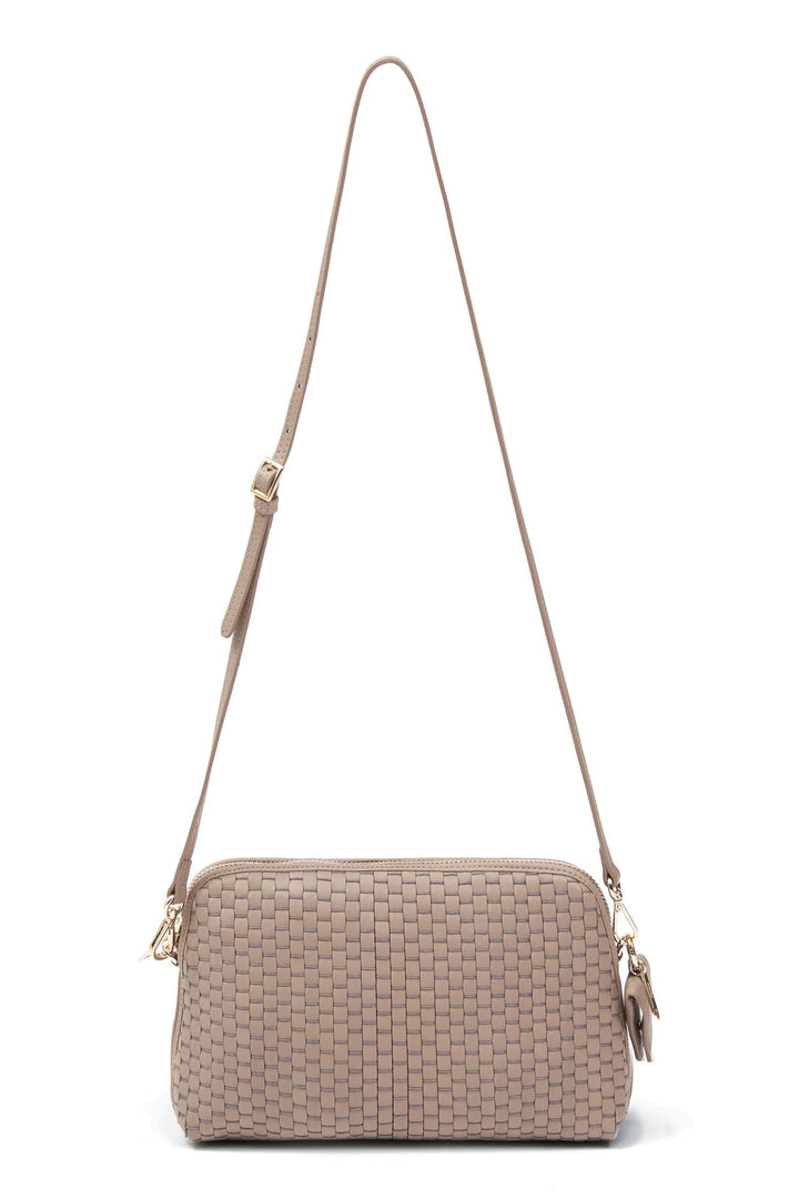 Parise 1789 Acacia Beige Woven Leather Regular Crossbody Bag