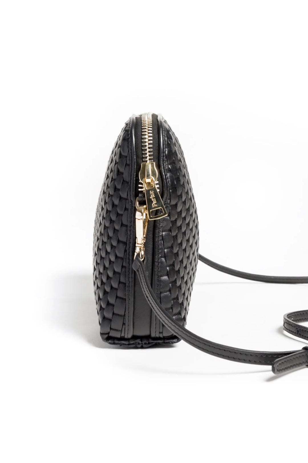 Parise 1789 Black Woven Leather Regular Crossbody Bag