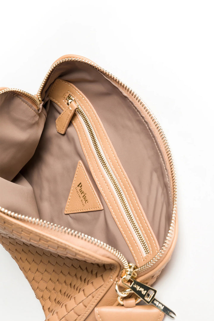 Parise 1789 Camel Woven Leather Regular Crossbody Bag