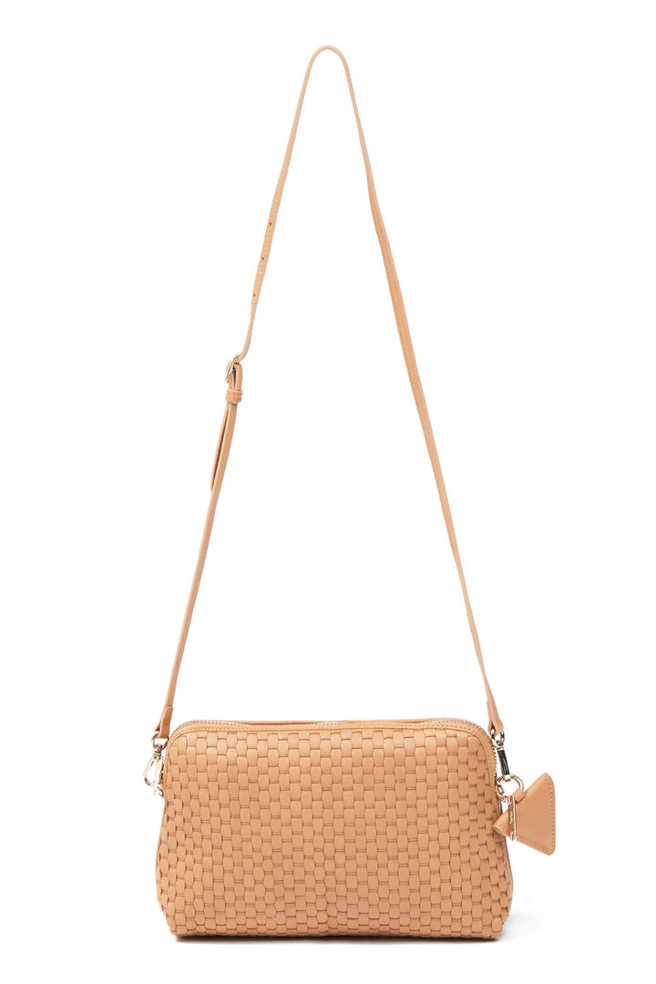 Parise 1789 Camel Woven Leather Regular Crossbody Bag