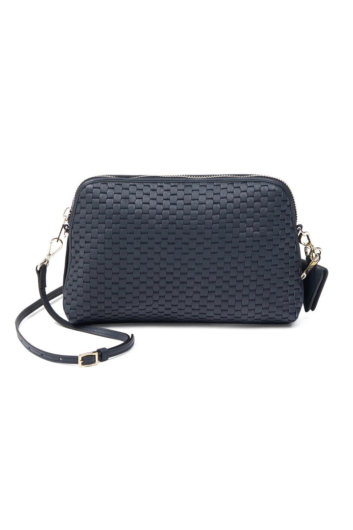 Parise 1789 Navy Woven Leather Regular Crossbody Bag