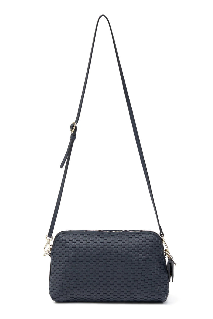 Parise 1789 Navy Woven Leather Regular Crossbody Bag
