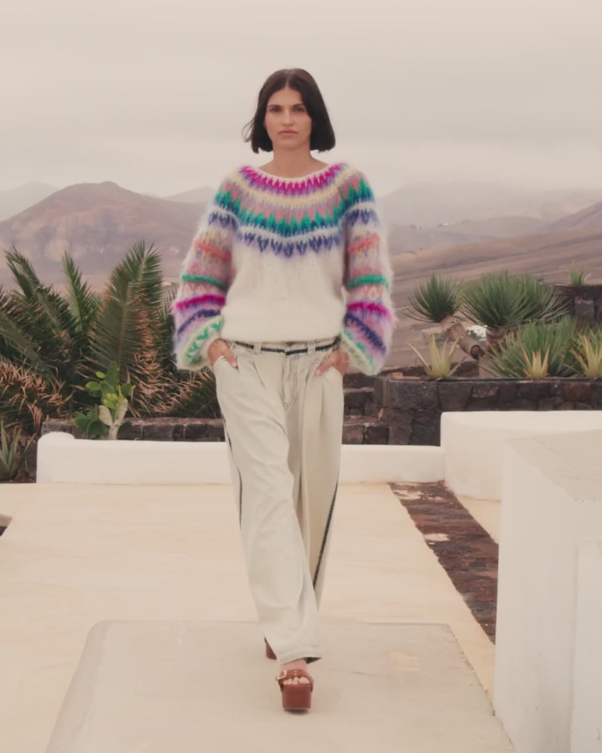 Mes Demoiselles Floki Multicolour Nordic Jacquard Pattern Mohair Jumper
