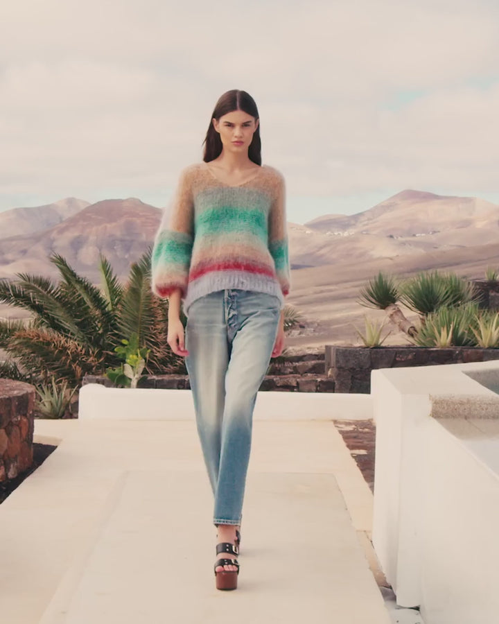 Mes Demoiselles Stuti Blue Green Oversized Brushed Mohair Jumper