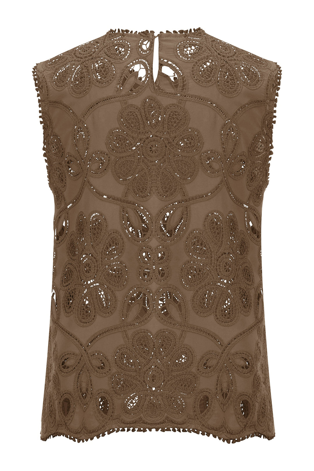 Riani 645540 4508 606 Coconut Brown Embroidered Sleeveless Top