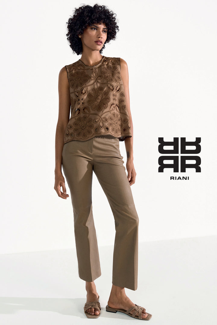 Riani 645540 4508 606 Coconut Brown Embroidered Sleeveless Top