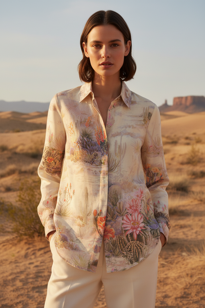 Riani 645550 4568 860 Straw Beige Desert Print Blouse