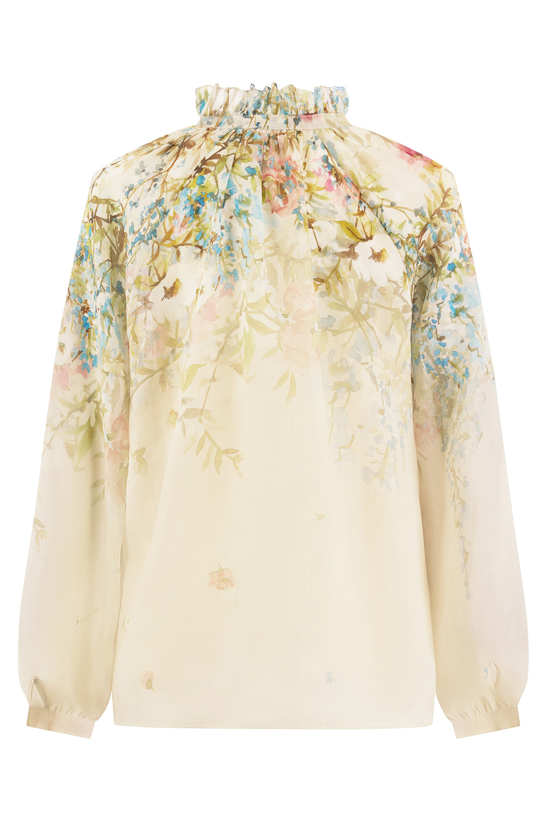 Riani 645800 4577 184 Cream Floral Print Ruffle Neck Blouse