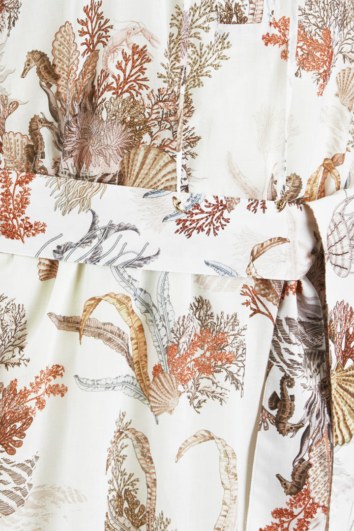 Riani 646690 4573 143 Off White Patterned Print Mid Calf Dress