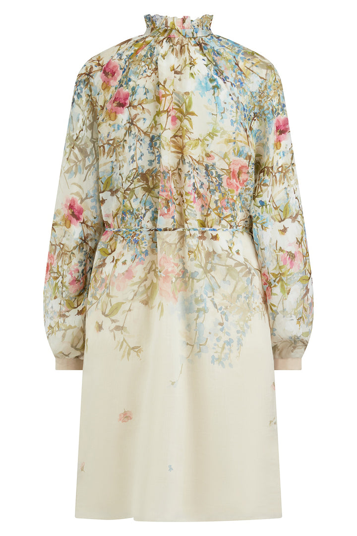 Riani 646800 4577 184 Cream Floral Print Ruffle Neck Short Dress