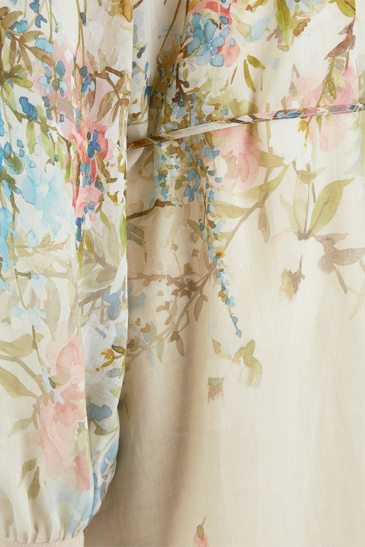 Riani 646800 4577 184 Cream Floral Print Ruffle Neck Short Dress