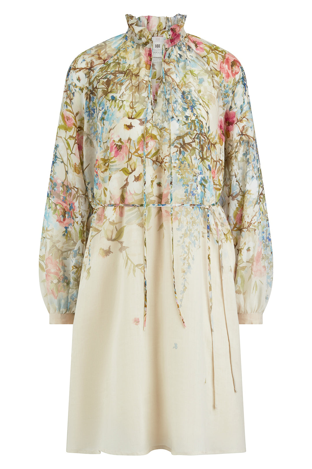 Riani 646800 4577 184 Cream Floral Print Ruffle Neck Short Dress