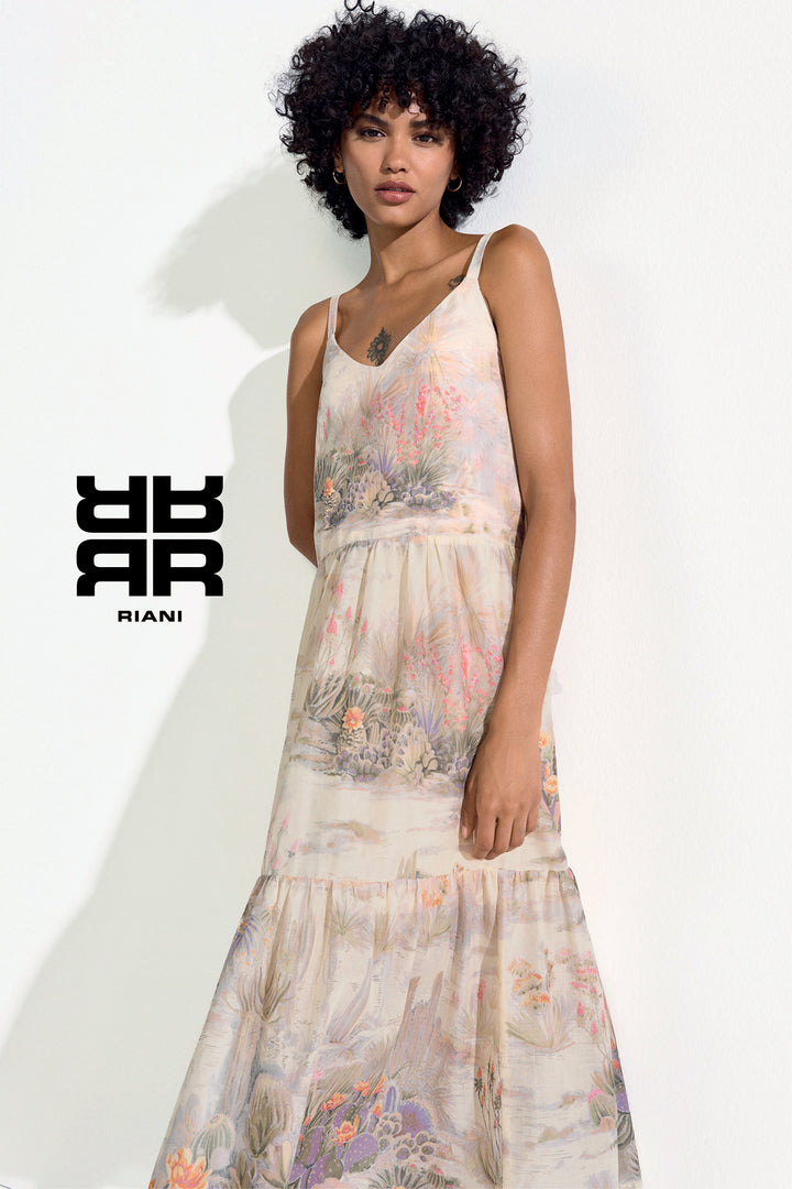 Riani 646820 4568 860 Straw Beige Desert Print Sleeveless Dress