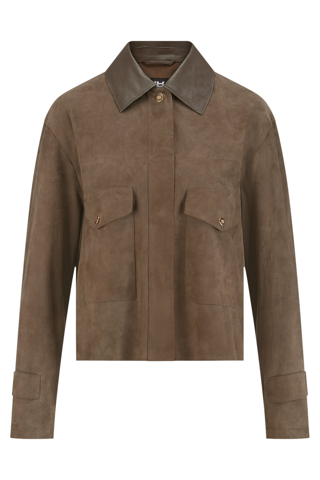 Riani 675020 pecan brown suede leather shirt jacket at Lonah Boutique