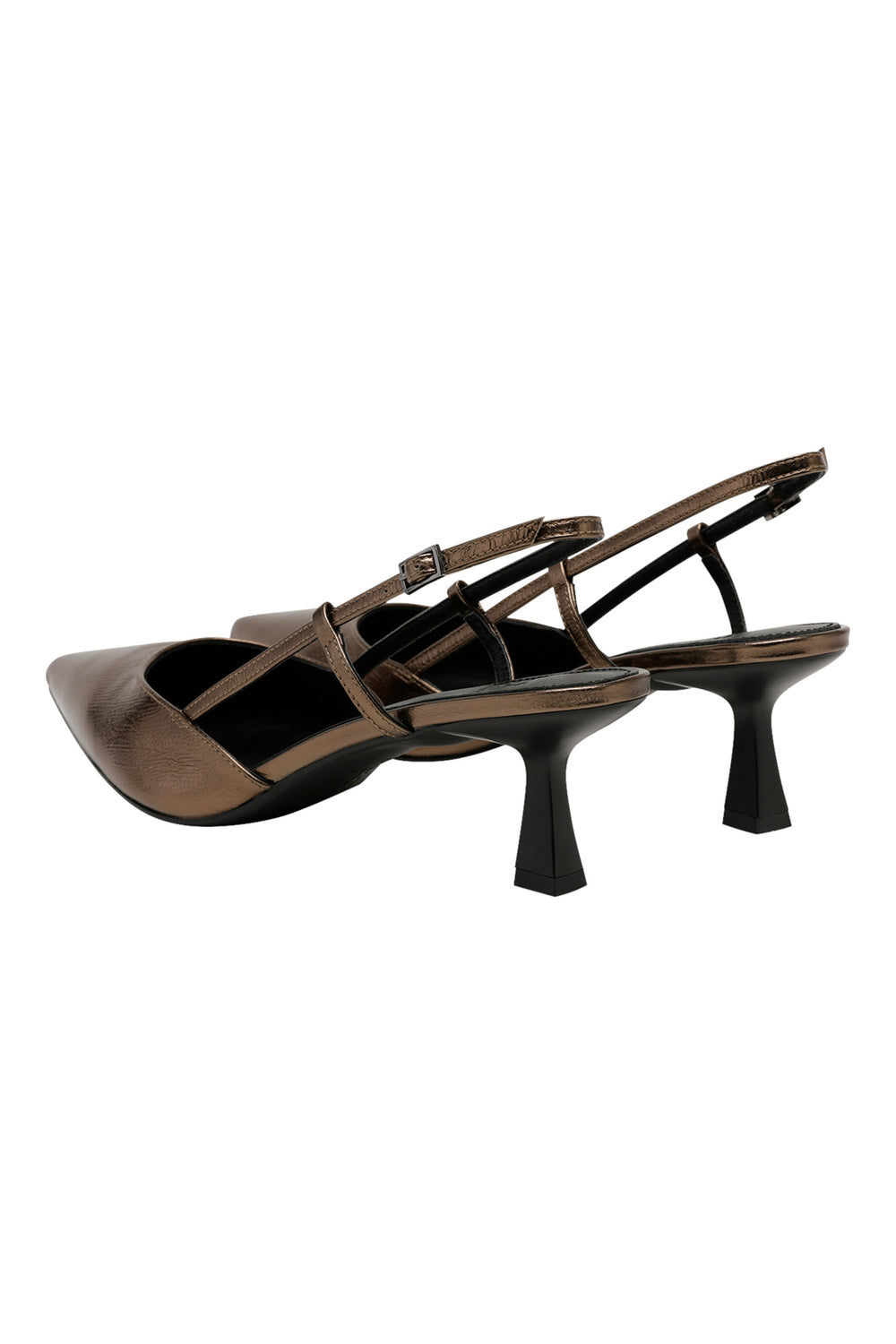 Riani 679160 bronze metallic leather slingback kitten heel shoes at Lonah Boutique