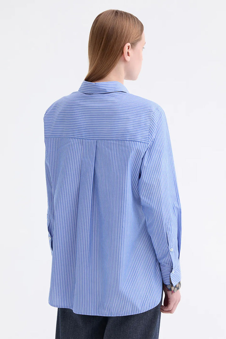 Rosso35 S7707B 333 Blue Striped Shirt, back view
