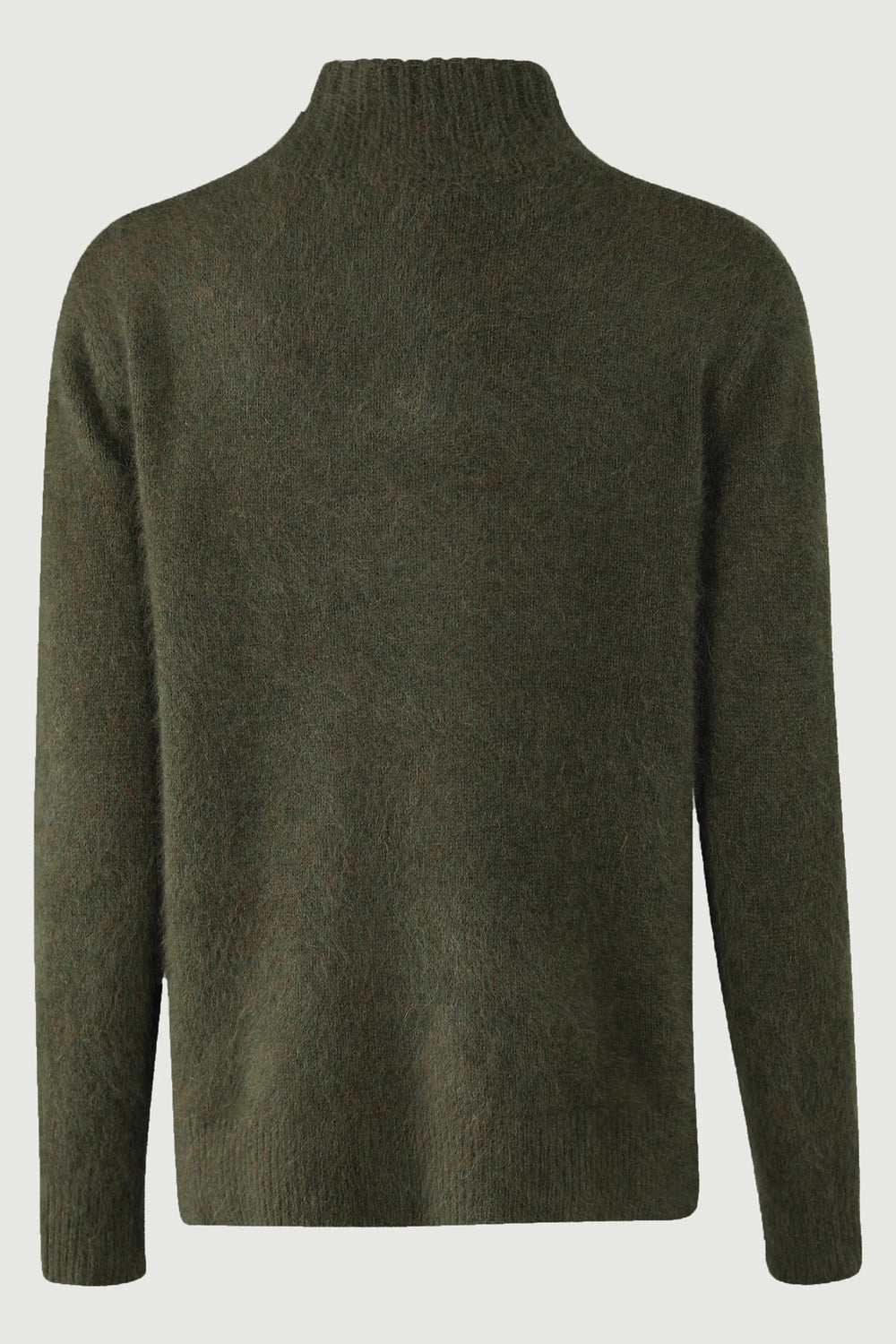 Green sweater on a light gray background