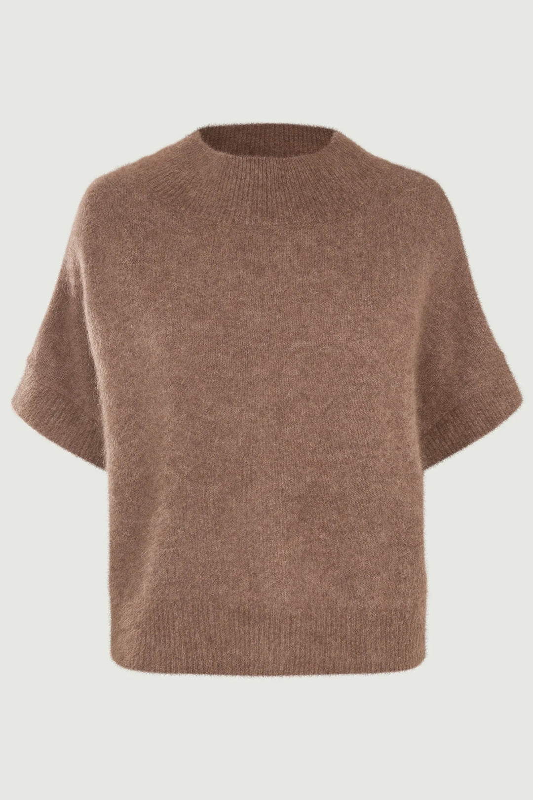 Six Ames Doanna 72278 Acorn Melange Round Neck Short Sleeve Sweater C3205