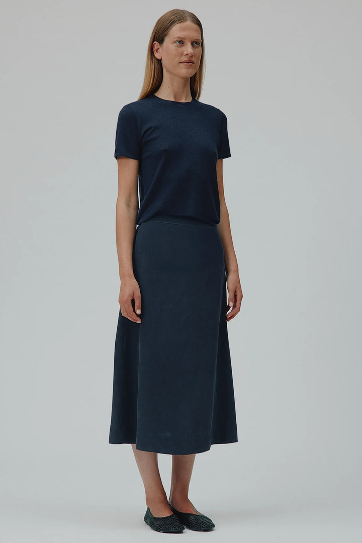 Six Ames Henrietta 72263 Night Sky Navy Silk Long Skirt C7090