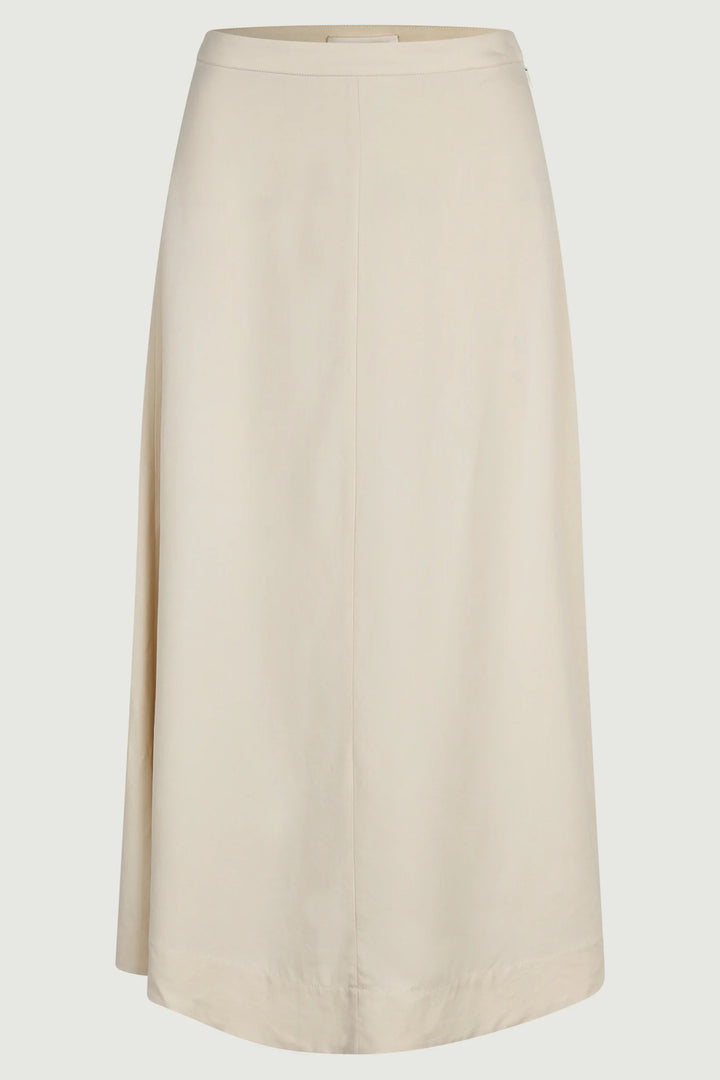 Six Ames Henrietta Turtledove Ivory Silk Midi Skirt 72263