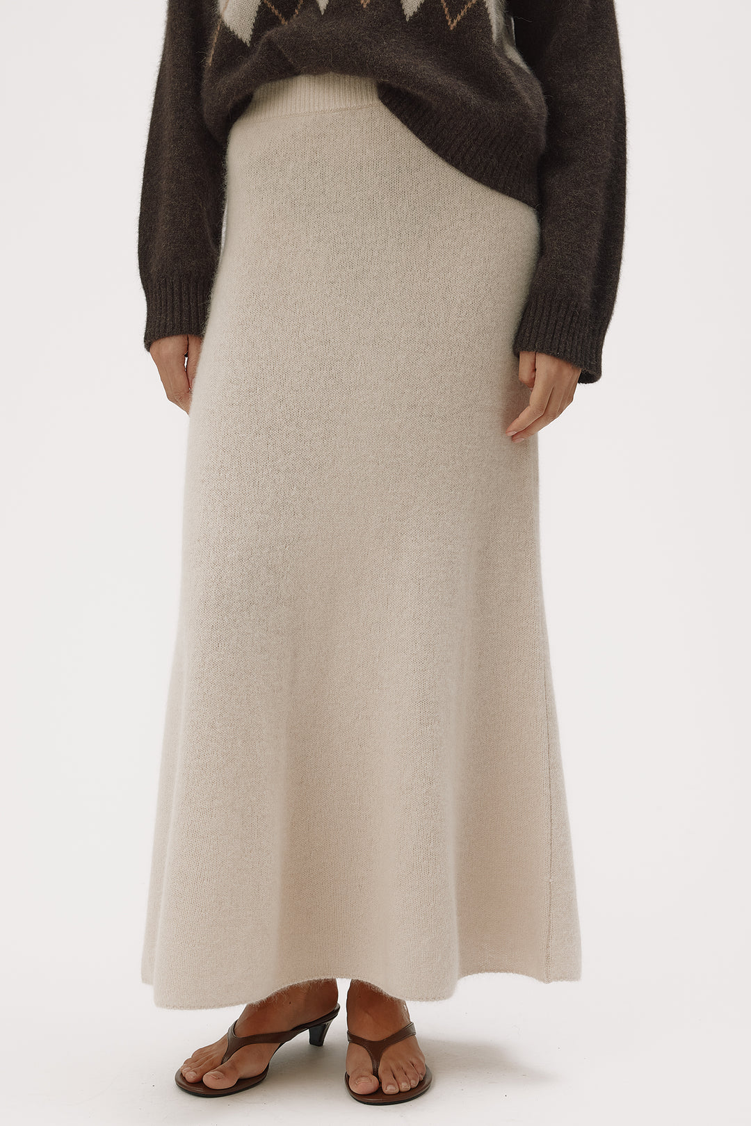 Six Ames Isabella Oatmeal Beige Skirt 72396 C3820, knit detail