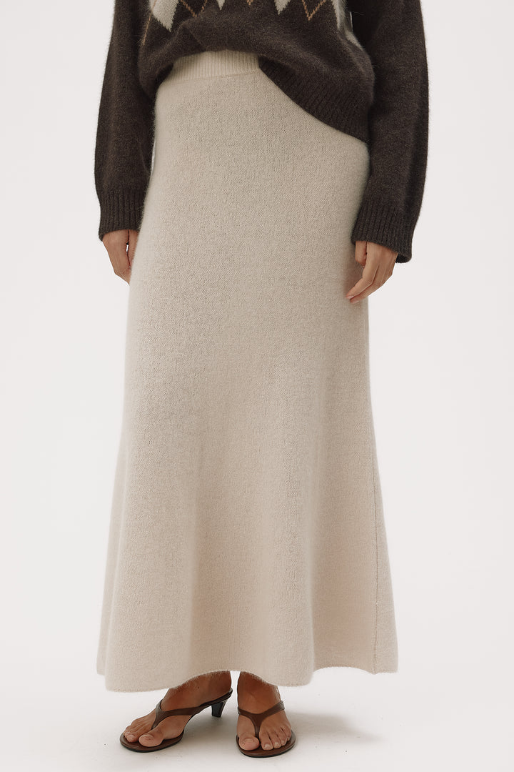 Six Ames Isabella Oatmeal Beige Skirt 72396 C3820, knit detail
