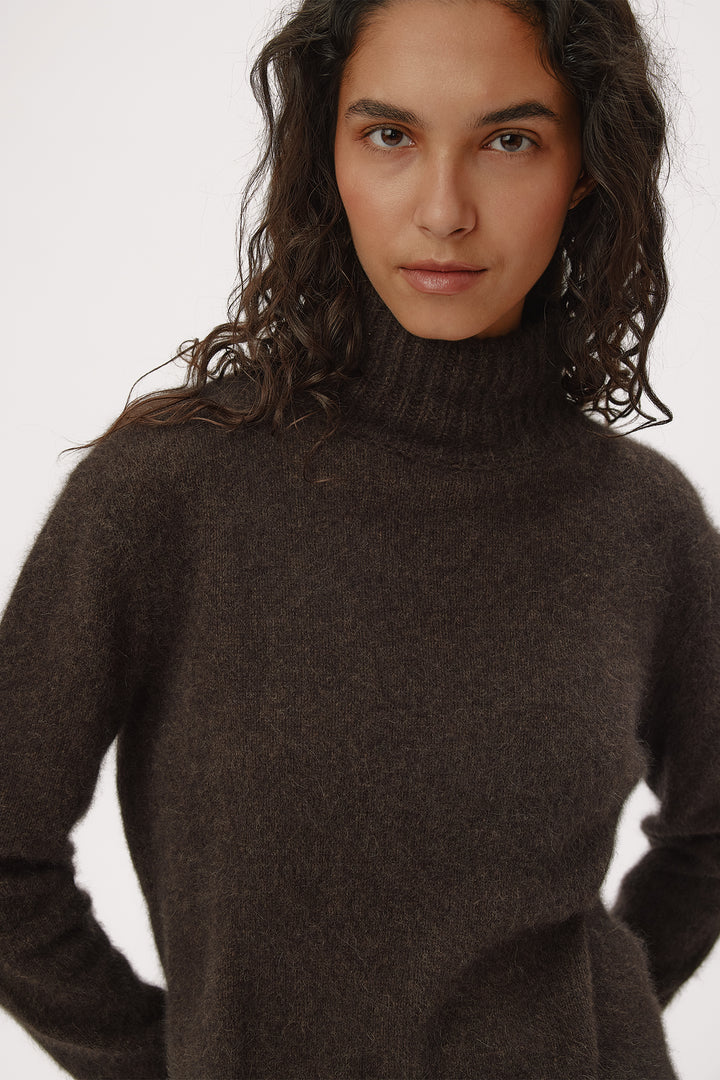 Six Ames Jade Espresso Brown Jumper 72395 C3920, knit detail