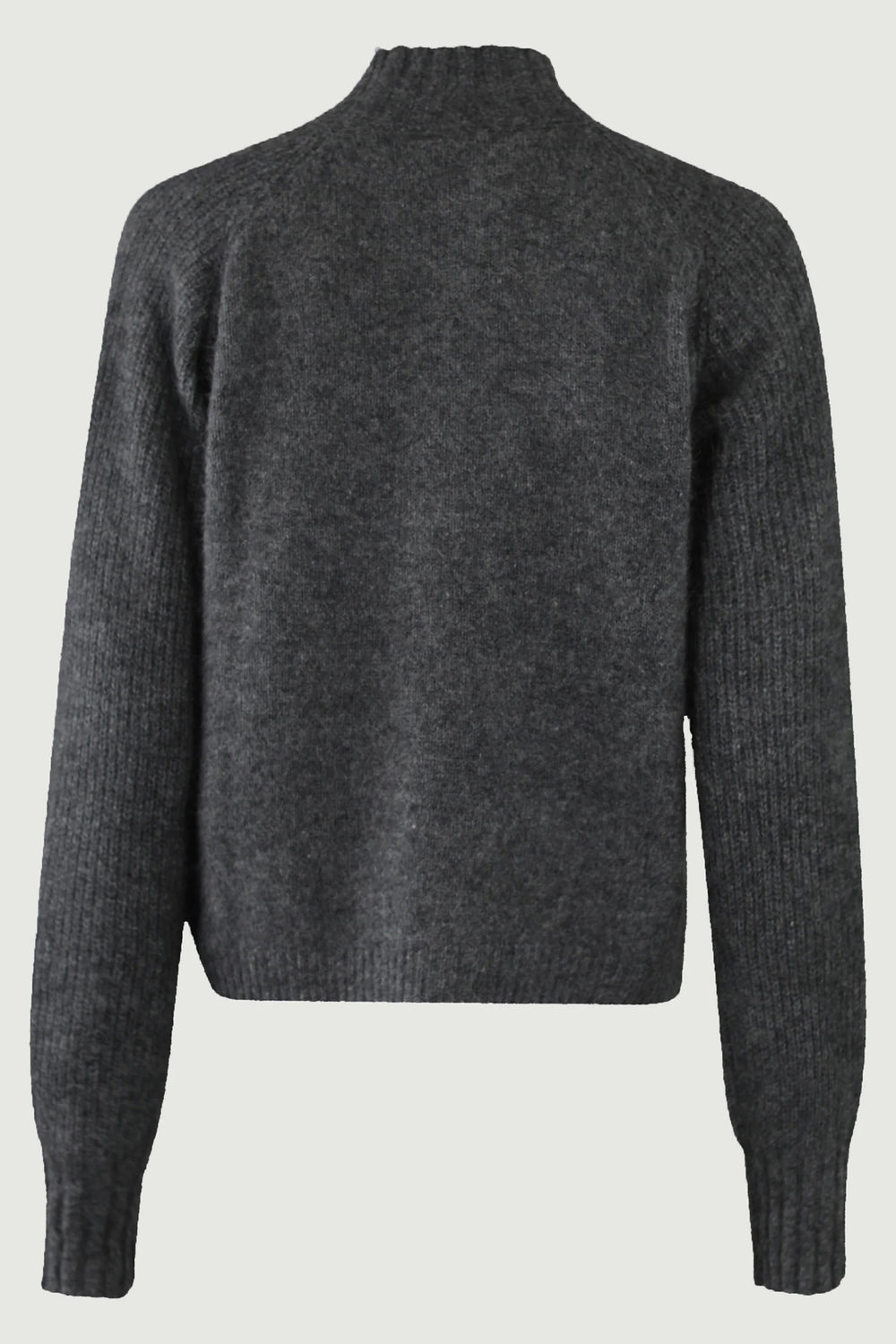 Dark gray sweater on a light gray background
