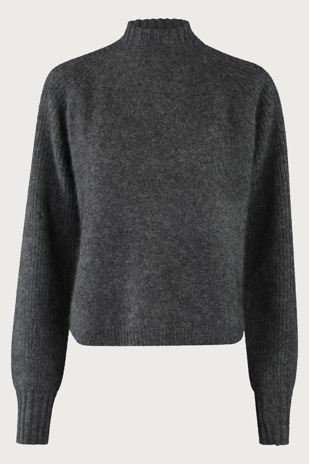 Dark gray sweater on a light gray background