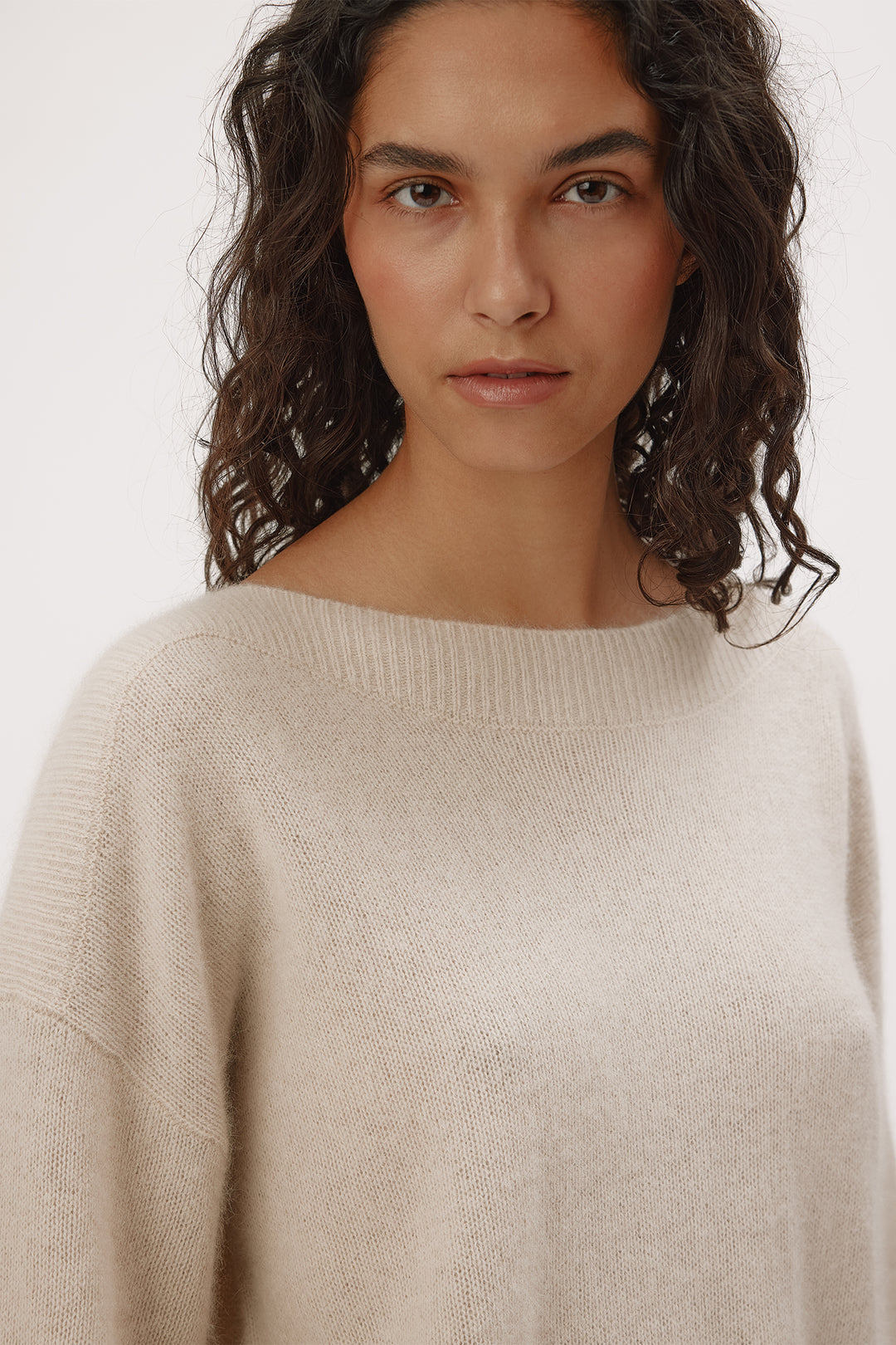 Six Ames Malou Oatmeal Beige Jumper 72393 C3820, knit detail