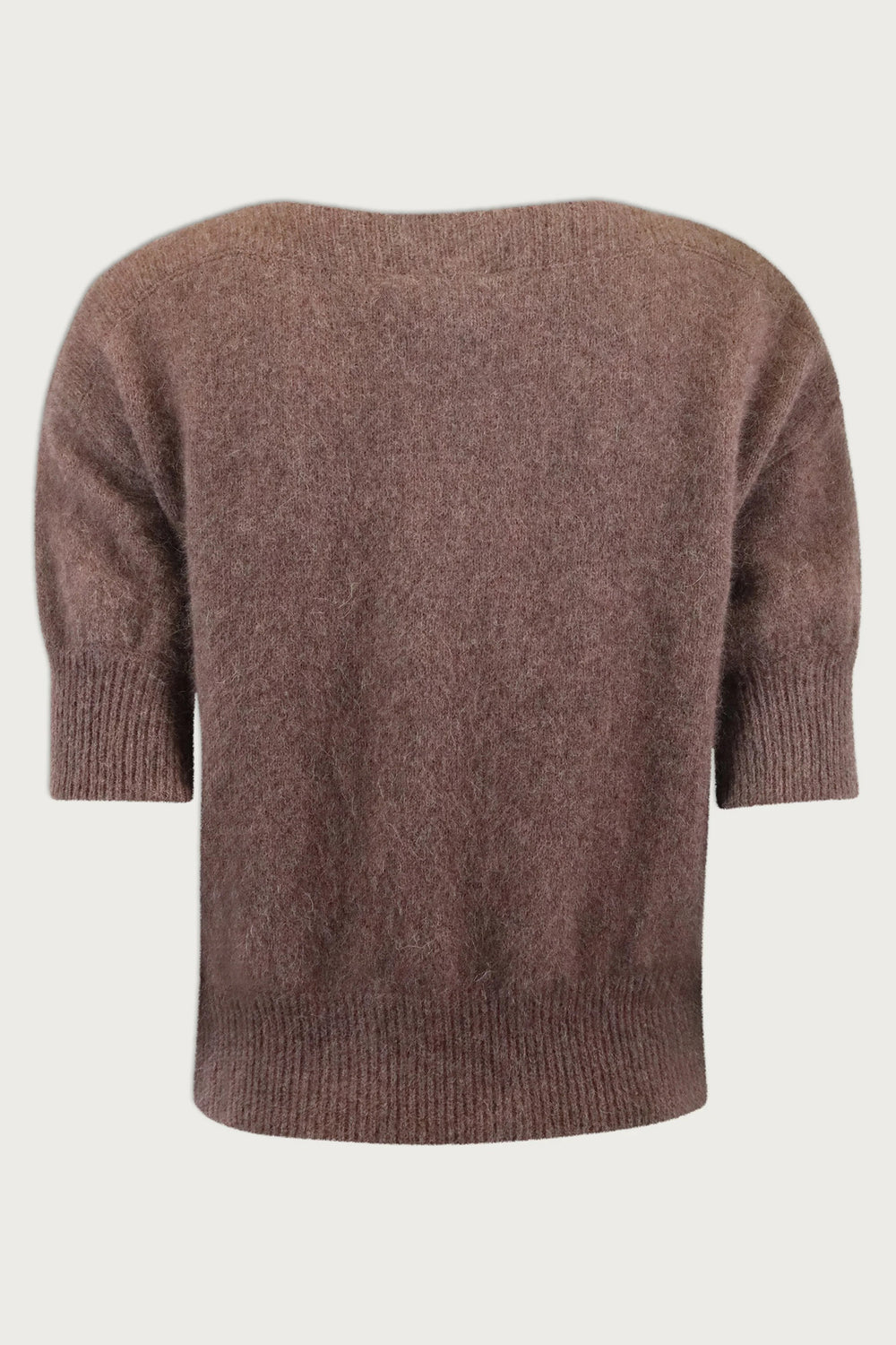 Brown knitted sweater on a light gray background
