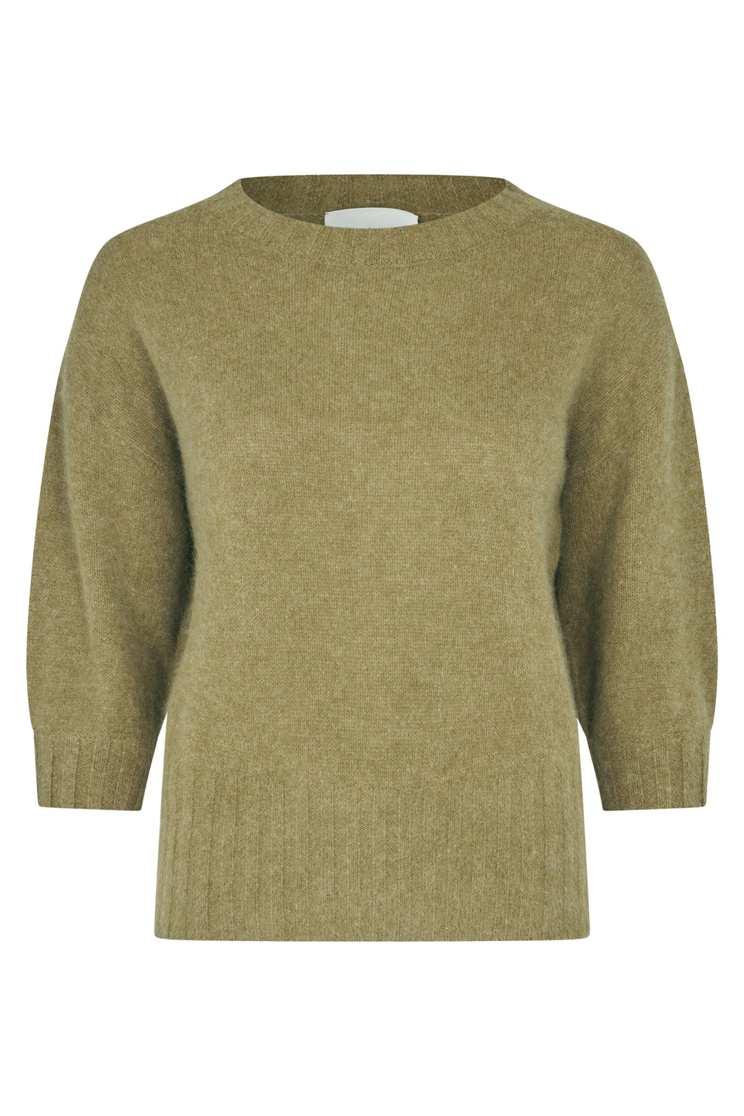 Six Ames Mona Olive Green Melange Jumper 72379 C3840, front packshot