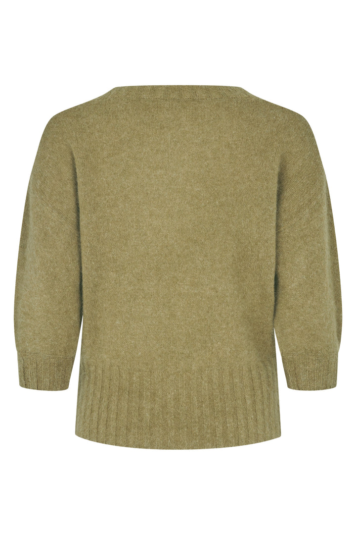 Six Ames Mona Olive Green Melange Jumper 72379 C3840, back packshot