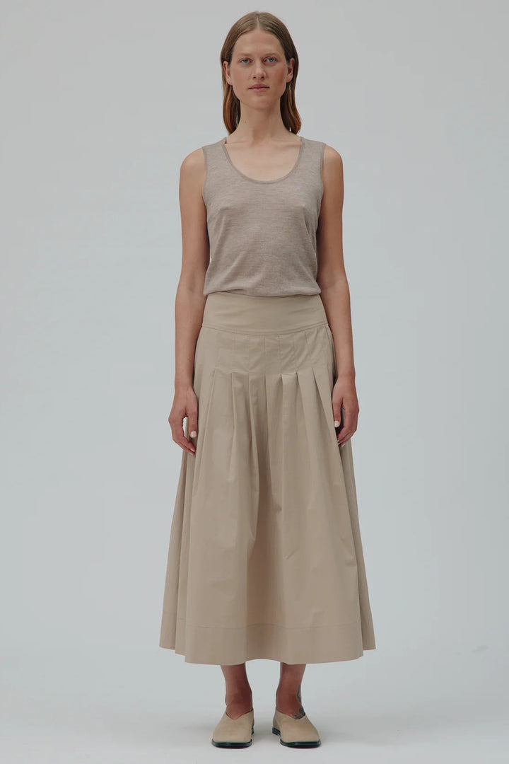Six Ames Rebecca 72271 Tuffet Beige Long Organic Cotton Skirt C1108