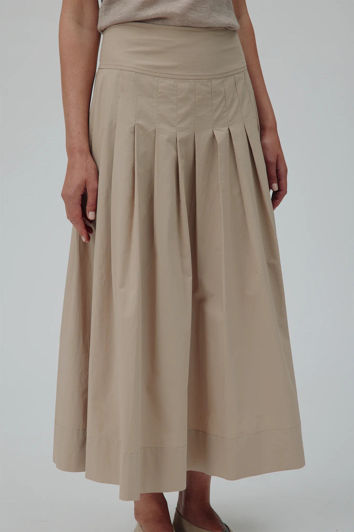 Six Ames Rebecca 72271 Tuffet Beige Long Organic Cotton Skirt C1108